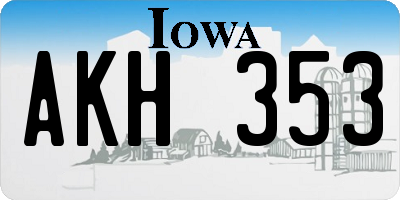 IA license plate AKH353