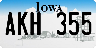 IA license plate AKH355