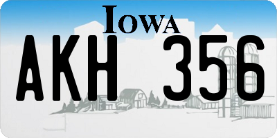 IA license plate AKH356