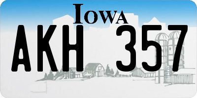 IA license plate AKH357