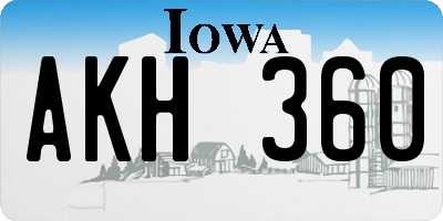 IA license plate AKH360