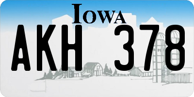 IA license plate AKH378