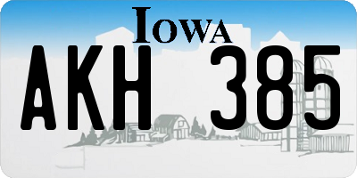 IA license plate AKH385