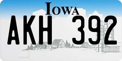 IA license plate AKH392