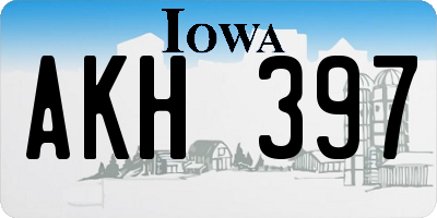 IA license plate AKH397