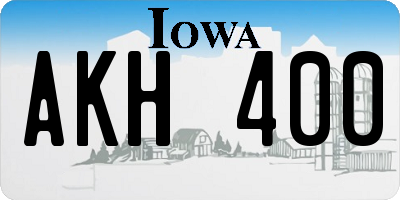 IA license plate AKH400