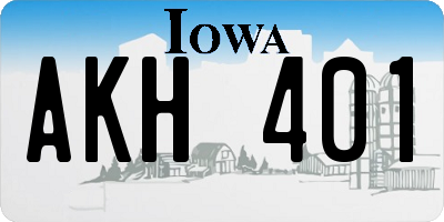 IA license plate AKH401
