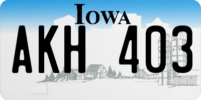 IA license plate AKH403