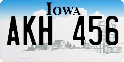 IA license plate AKH456