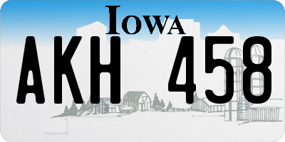 IA license plate AKH458