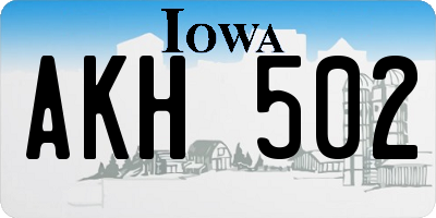 IA license plate AKH502