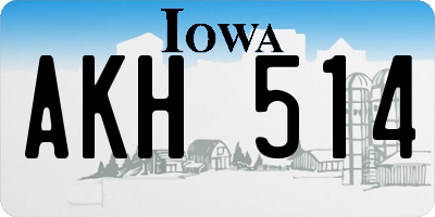 IA license plate AKH514