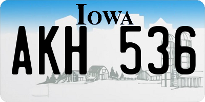 IA license plate AKH536