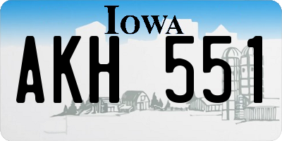 IA license plate AKH551