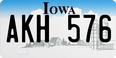 IA license plate AKH576