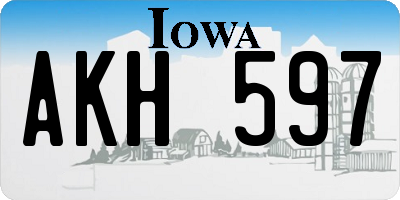 IA license plate AKH597