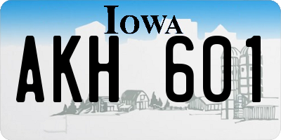 IA license plate AKH601
