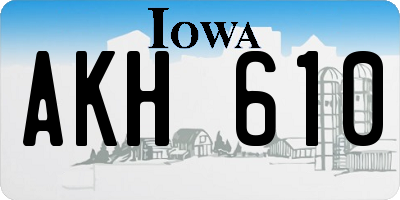 IA license plate AKH610