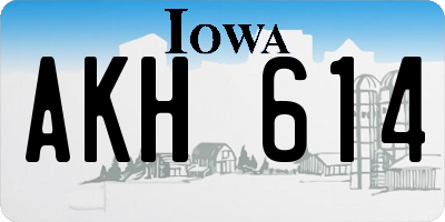 IA license plate AKH614