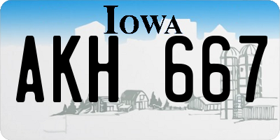 IA license plate AKH667