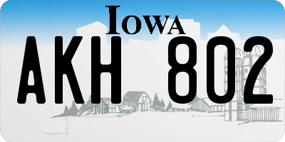 IA license plate AKH802