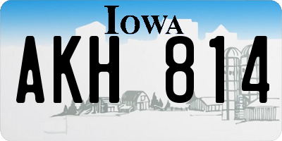 IA license plate AKH814