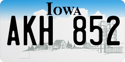 IA license plate AKH852