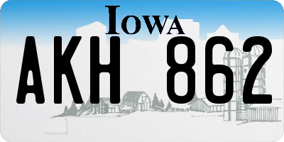 IA license plate AKH862
