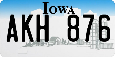IA license plate AKH876
