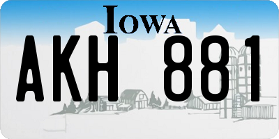 IA license plate AKH881