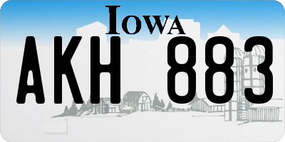 IA license plate AKH883