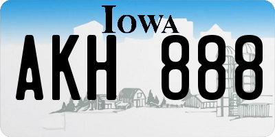 IA license plate AKH888