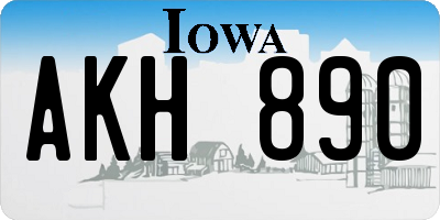 IA license plate AKH890