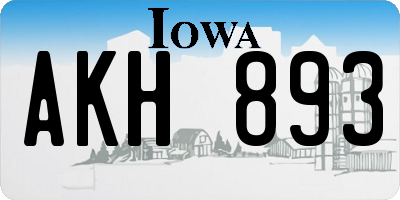 IA license plate AKH893