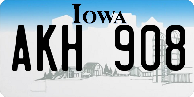 IA license plate AKH908