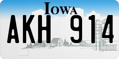 IA license plate AKH914