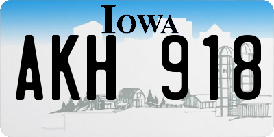 IA license plate AKH918