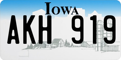 IA license plate AKH919