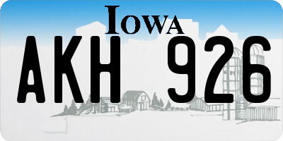 IA license plate AKH926