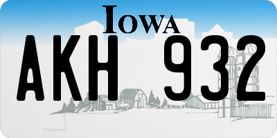 IA license plate AKH932