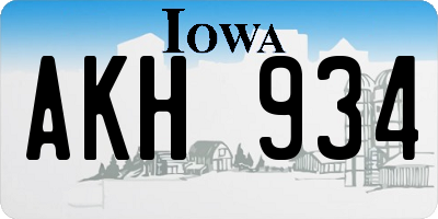 IA license plate AKH934