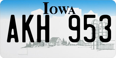 IA license plate AKH953