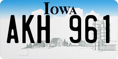 IA license plate AKH961