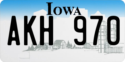 IA license plate AKH970