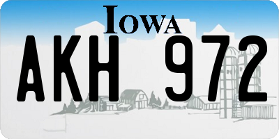 IA license plate AKH972