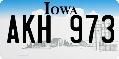 IA license plate AKH973