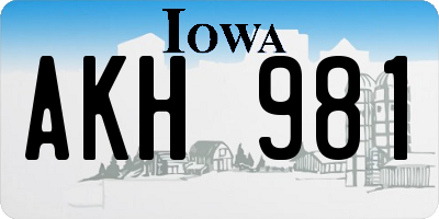 IA license plate AKH981