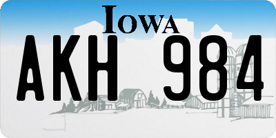 IA license plate AKH984