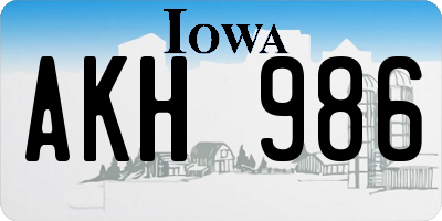 IA license plate AKH986