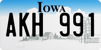 IA license plate AKH991
